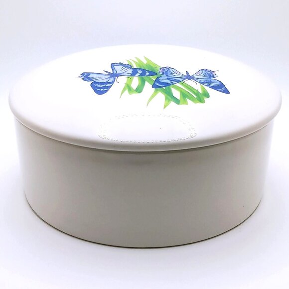 Vintage FTD Butterfly Ceramic Trinket Storage Jewelry Container with Lid 3" Tall - Picture 2 of 14